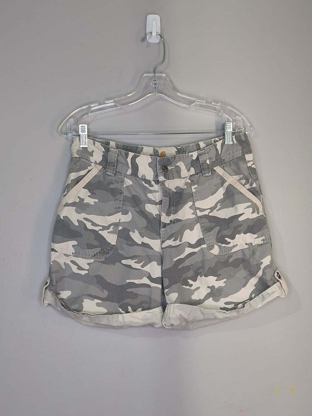 Carhartt Relaxed Fit Camo Women's Shorts With Rollup Buttons Size 8